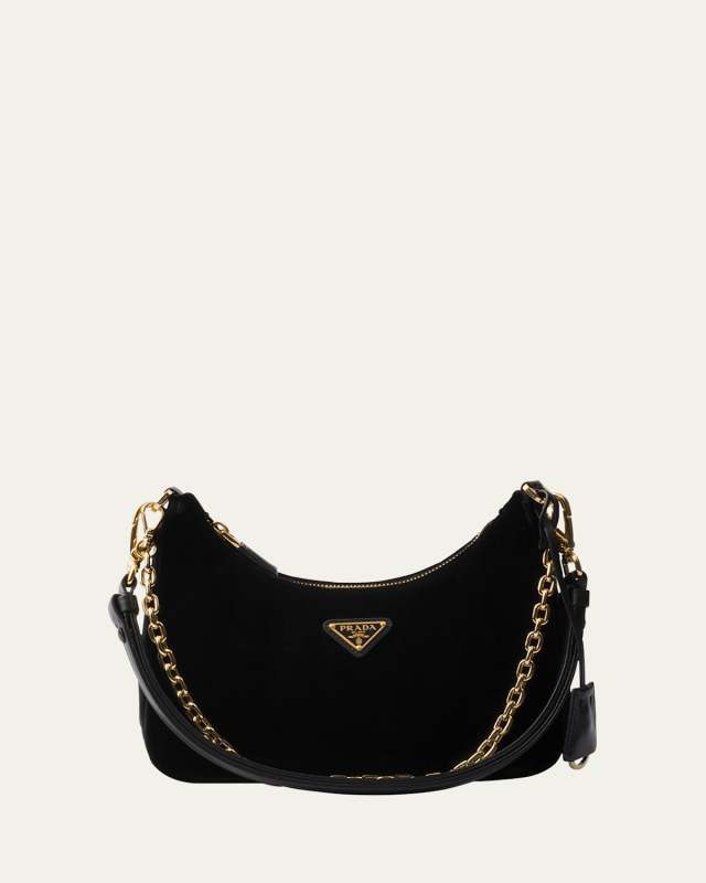 Zip Velvet Shoulder Bag